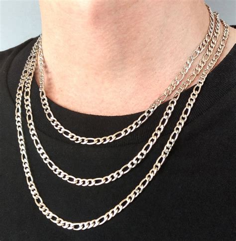 4 Mm Silver Figaro Chain Figaro Necklace 18 Inch 46 Cm Etsy UK