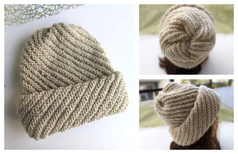 Flat Diagonal Hat Free Knitting Pattern Knitting Pattern