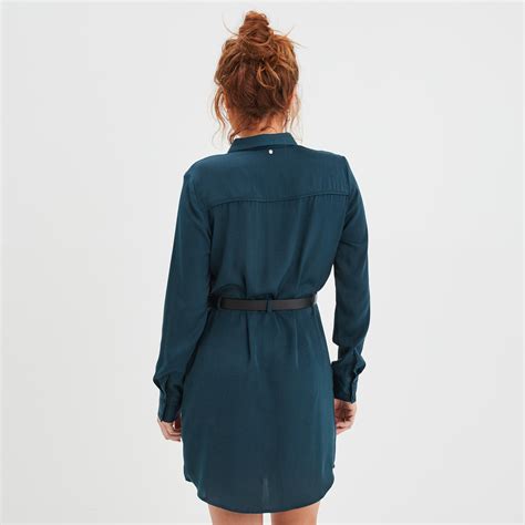 Robe Chemise Vas E Ceintur E Liberto Bleu Canard Femme La Halle