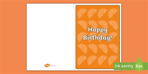 Free Orange Birthday Card Hecho Por Educadores Twinkl