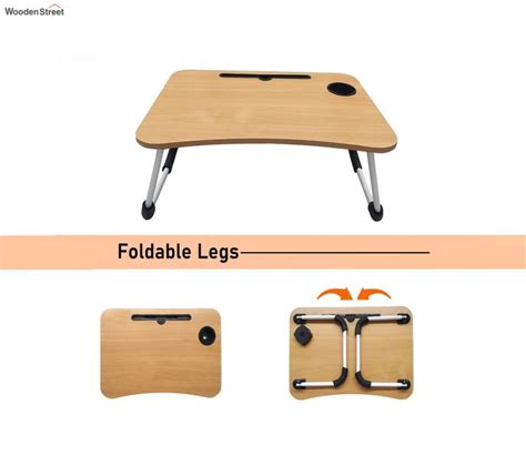 Buy Tud Portable Folding Laptop Table With Cup Holder Cream At