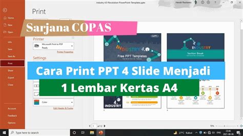 Cara Print Power Point 4 Slide Menjadi 1 Lembar Kertas A4 Youtube