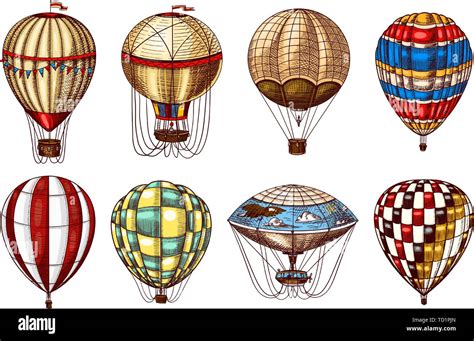 Vintage Hot Air Balloons Cute Flying Retro Transport For Summer