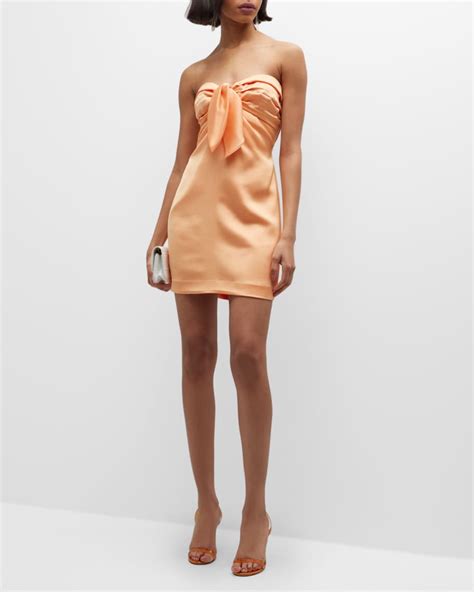 Ramy Brook Orion Strapless Tie Front Satin Mini Dress Neiman Marcus