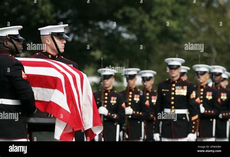 A Marine Corps Honor Guard Carries The Casket Of St Lt Nicholas Aaron