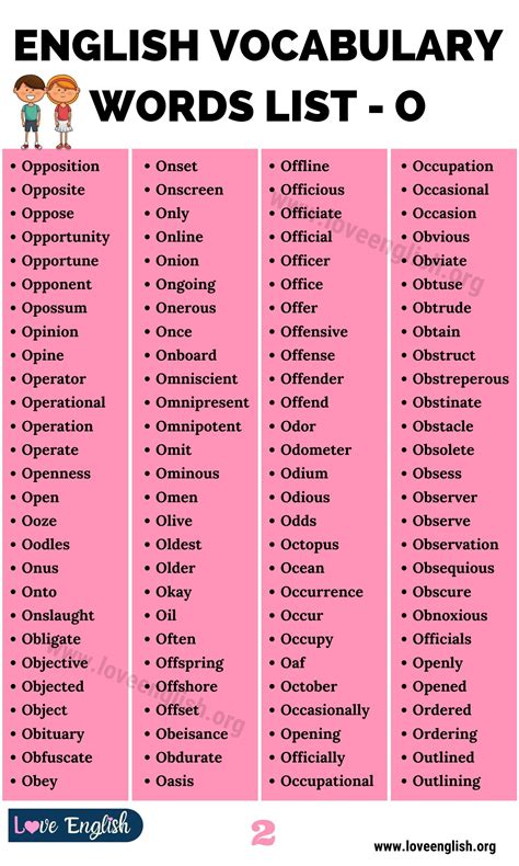 Words That Start With O Powerful Words Starting With O Love English