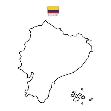 Mapa Vectorial De Contorno De Ecuador Con Bandera En Color Mapa De