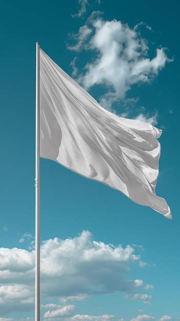 Una Bandera Blanca Volando En El Viento En Un D A Soleado Foto Premium