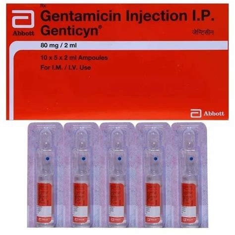 Gentamicin Genticyn Injection Gentamycin 80mg 2ml Packaging Size 10