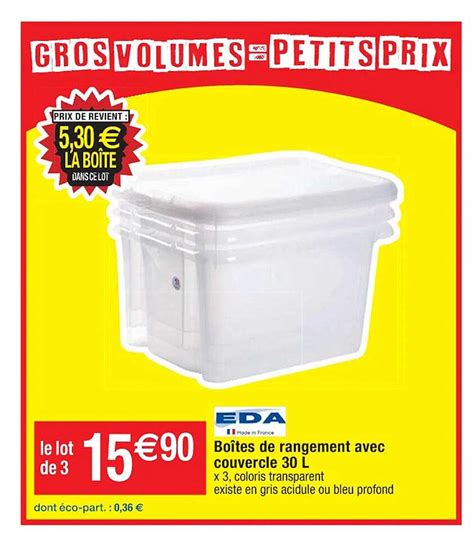 Promo Boîtes De Rangement Avec Couvercle 30 L Eda chez Cora iCatalogue fr