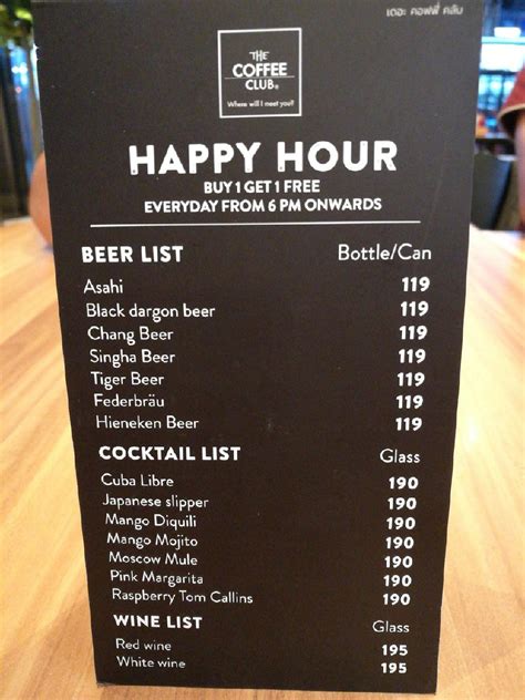 Menu at The Coffee Club, Bangkok, 30 Soi Sukhumvit 11