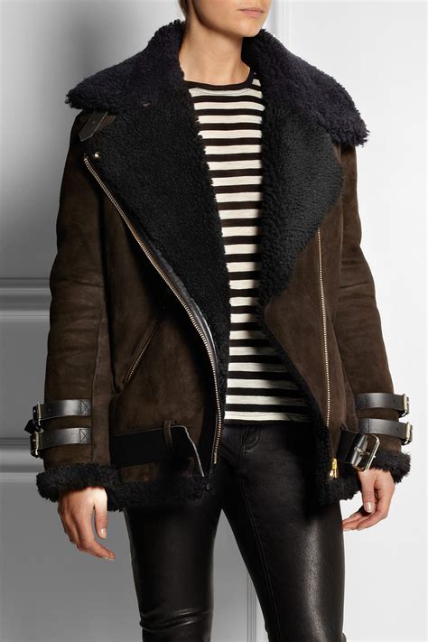 Lyst Acne Studios Velocite Shearling Biker Jacket In Brown