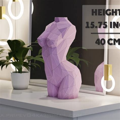 Woman Naked Torso Venus Papercraft Low Poly Pepakura Pdf Etsy