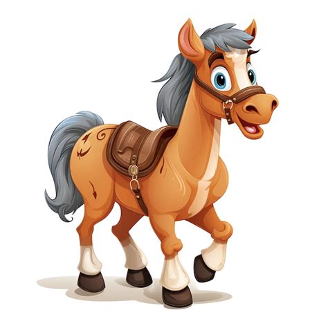 Premium AI Image | A horse with saddle cartoon character on a white background