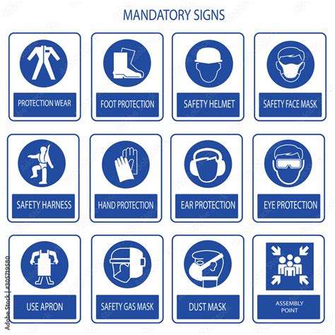 Vetor De Mandatory Signs Construction Health Safety Sign Used In