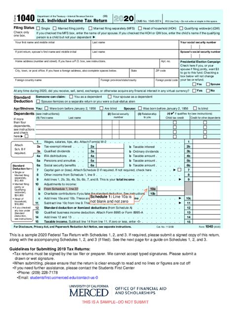 Fillable Online Financialaid Ucmerced Irs Govforms Pubsabout Form