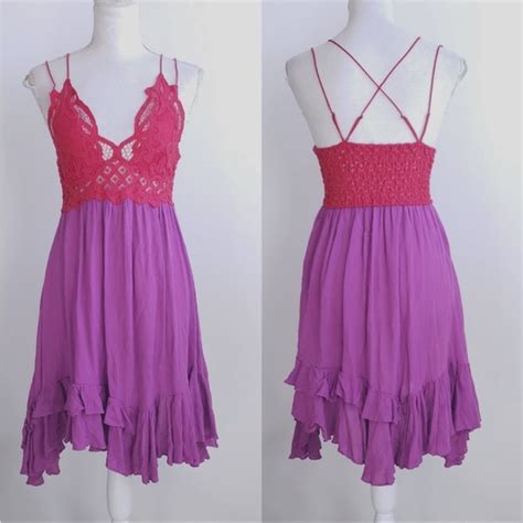 Free People Dresses Free People Fp One Adella Red Purple Slip Mini