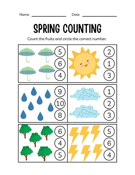 7 Spring Counting Worksheets For Pre K —