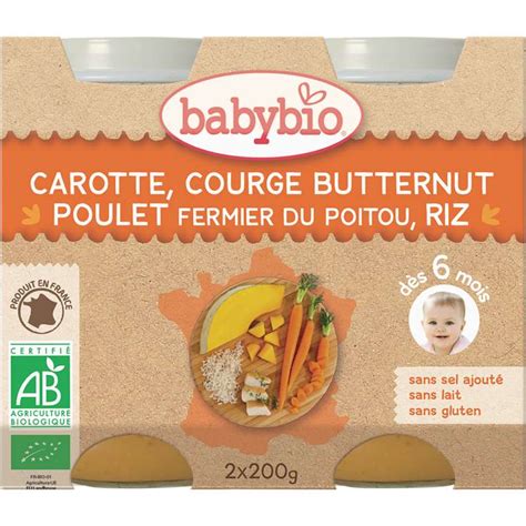 Petit pot carotte courge butternut poulet fermier riz BIO dès 6