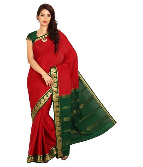 Kaushika Sarees Green And Red Mysore Silk Saree Buy Kaushika Sarees