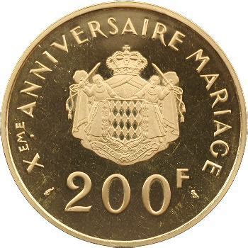 Monaco Rainier Iii Francs Or Flan Bruni Xe Anniversaire De