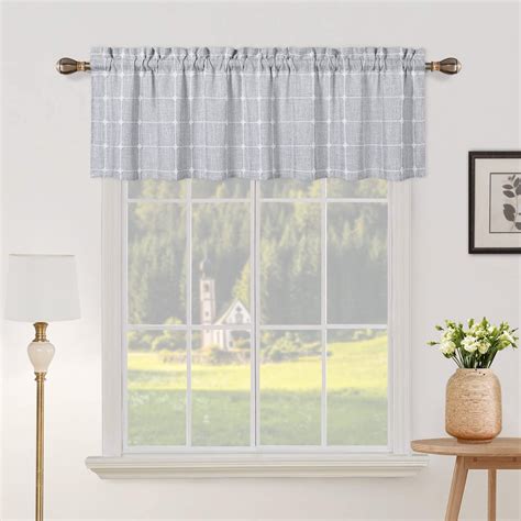 Haperlare Kitchen Curtain Valance W X L Boho Gingham Linen