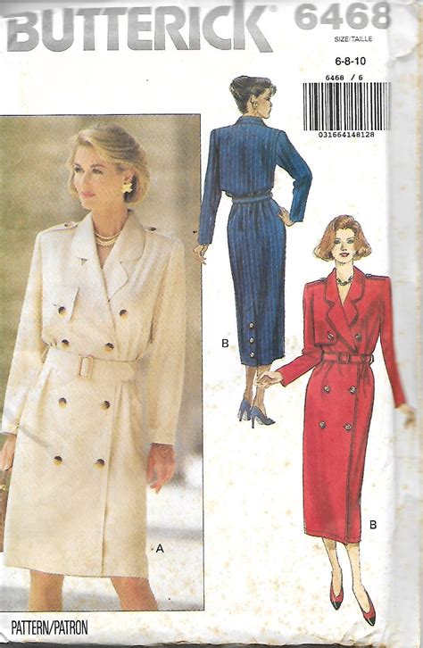 Butterick 6468 Misses Double Breasted Coat Dress Pattern Sizes 6 10