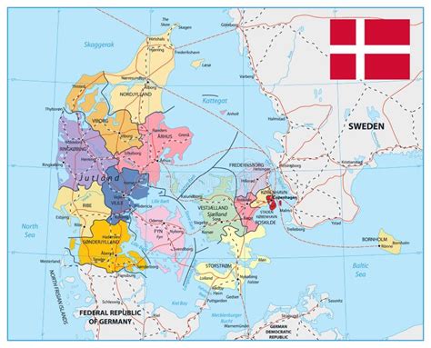 Mapa Político Editável Altamente Detalhado Da Dinamarca Ilustração Do