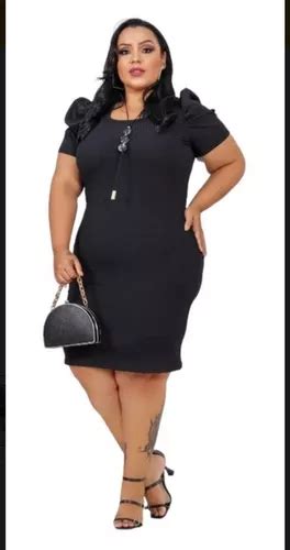 Vestido Canelado Plus Manga Bufante Princesa Plus Size Parcelamento