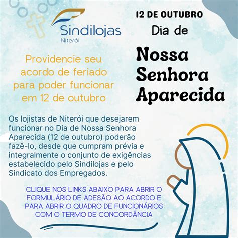 Acordo Dia de Nossa Senhora Aparecida Sindilojas Niterói