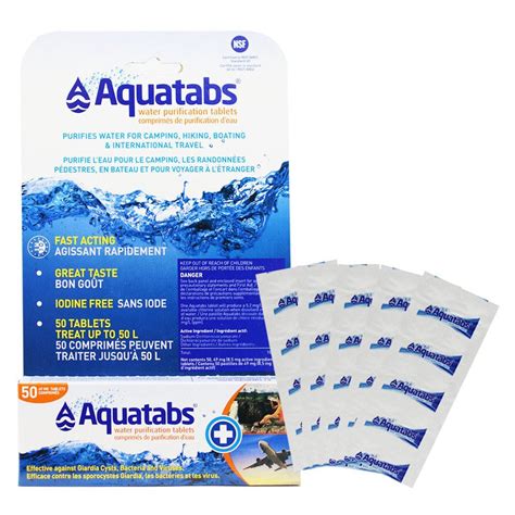 AQUATABS Water Purification Tablets For 1 L Extra Strength 50 Pkg