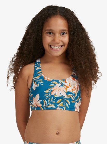 Girls Summer Of Surf Crop Top Bikini Set Roxy