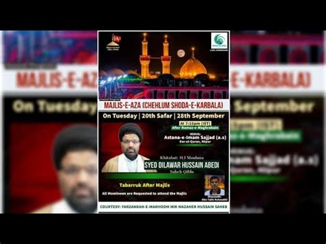 Live Majlis E Aza Chehlum Shoda E Karbala Khitabat Moulana Syed