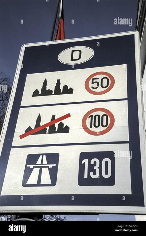 Traffic Sign Speed Limits In Germany Stock Photo Alamy