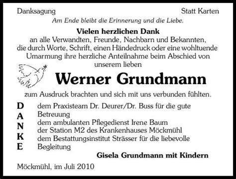 Traueranzeigen Von Werner Grundmann Trauerundgedenken De