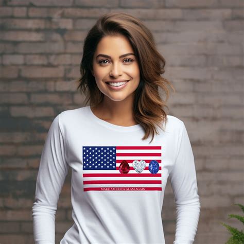 American Flag Shirt Womens Patriotic Top American Flag Long Sleeve Usa Shirt America First