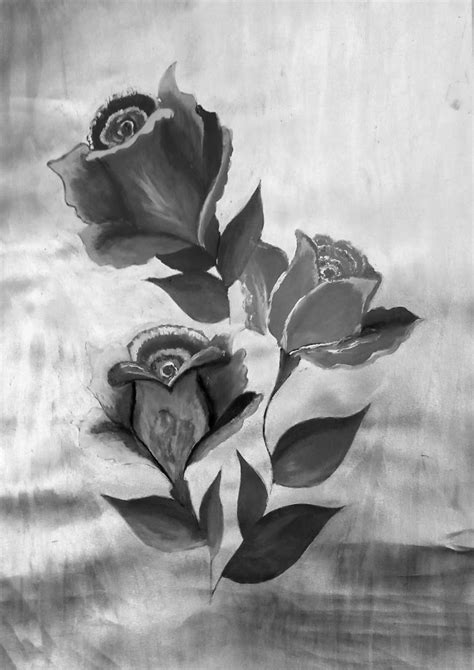 Black and white Rose flower shading Painting by nikita t | Saatchi Art