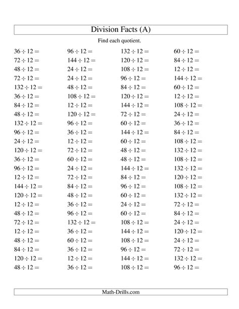 Free Multiplication And Division Drill Sheets