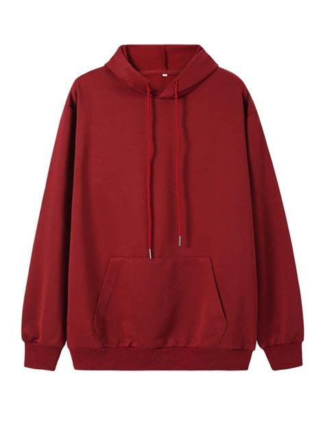 Kangaroo Pocket Solid Drawstring Hoodie