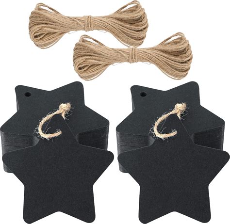 Jijacraft Christmas Star Gift Tags Pcs Black Kraft Paper Tags With