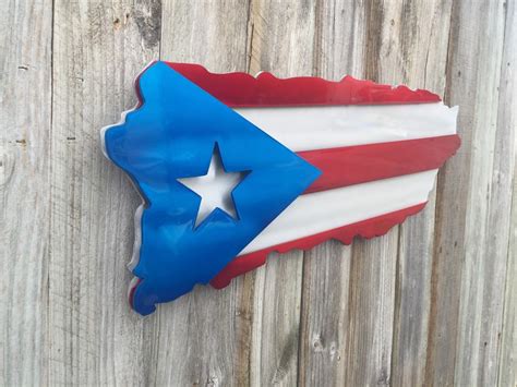 Puerto Rican Flag Shaped Like Puerto Rico - Personalized Custom Metal ...