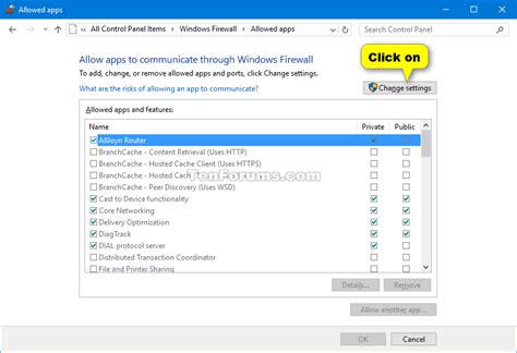 Security System Add Or Remove Allowed Apps Through Windows Firewall In Windows 10