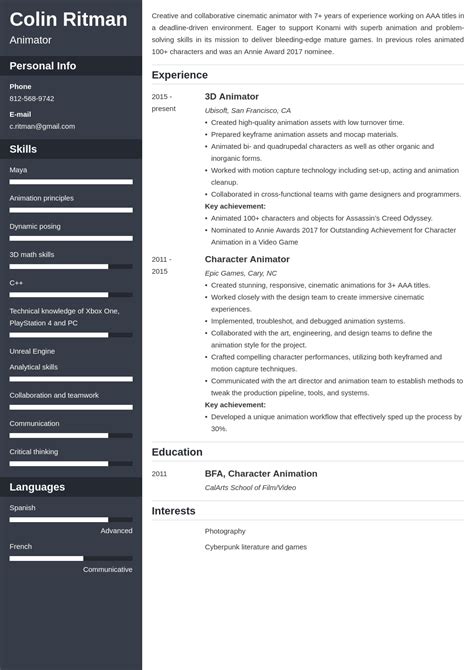 Animator Resume Example Writing Guide 20 Tips