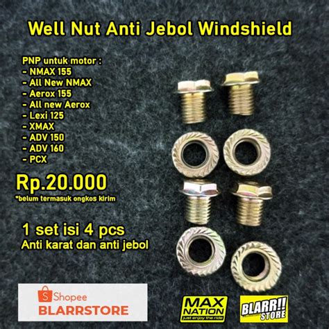 Jual Baut Mur Wellnut Anti Jebol Visor Windshield Nmax Aerox Xmax Lexi