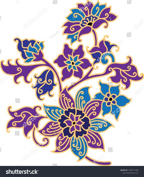 Beautiful Flower Vectorart Batik Vetor Stock Livre De Direitos