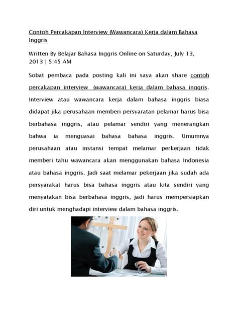 Contoh Dialog Interview Bahasa Inggris Singkat Beserta Artinya Riset