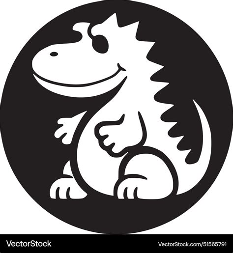 Dino Black And White Isolated Icon Royalty Free Vector