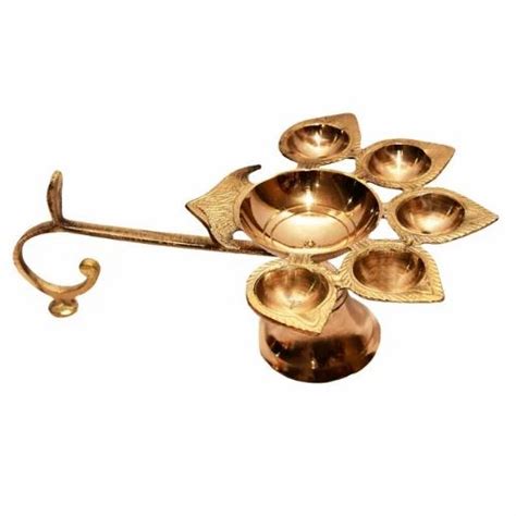 Brass Diya With Handle Traditional Design Akhand Diya For Home Temple