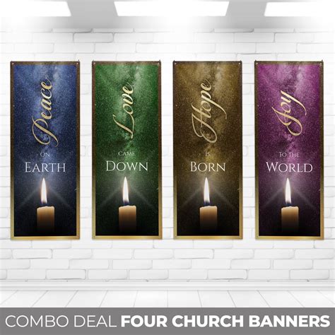 Set Of Church Banners Peace Love Hope Joy Church Banner Set