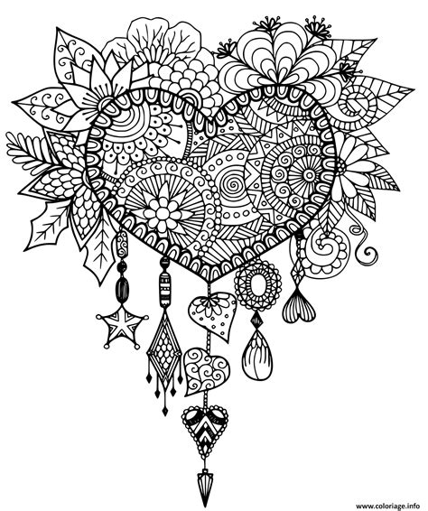 Coloriage Coeur Adulte Saint Valentin Zentangle Dessin Adulte à imprimer